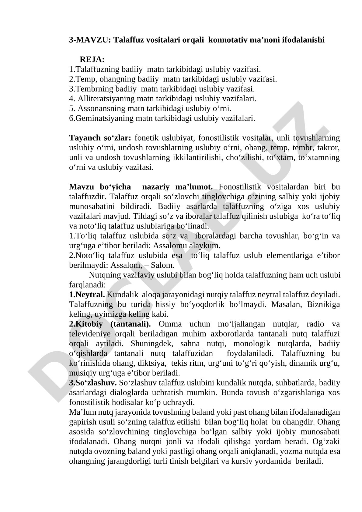 Talaffuz vositalari orqali konnotativ ma’noni ifodalanishi