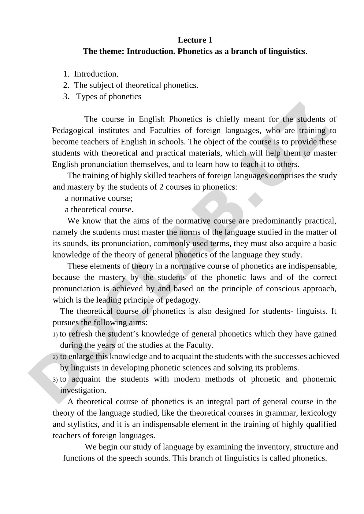 Introduction. Phonetics as a branch of linguistics