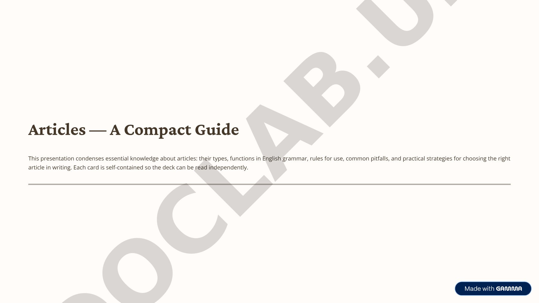 Articles — A Compact Guide