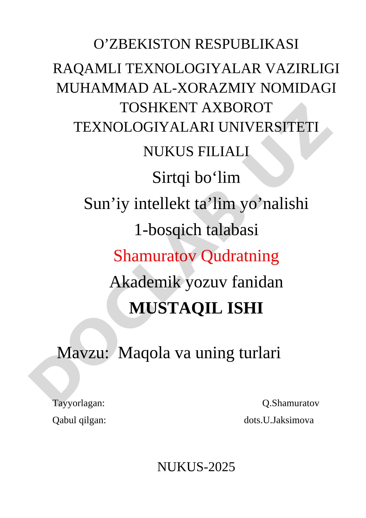 Maqola va uning turlari