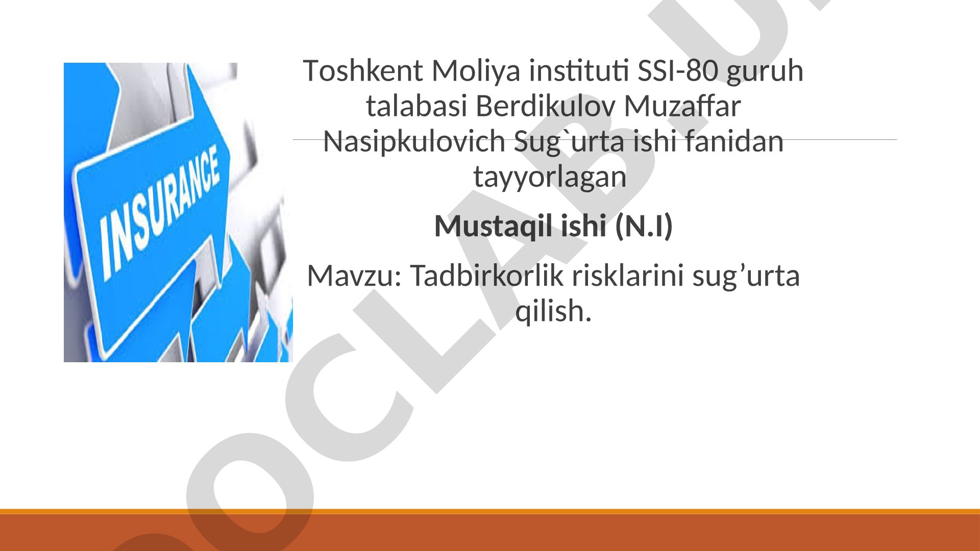 Tadbirkorlik risklarini sug'urta qilish
