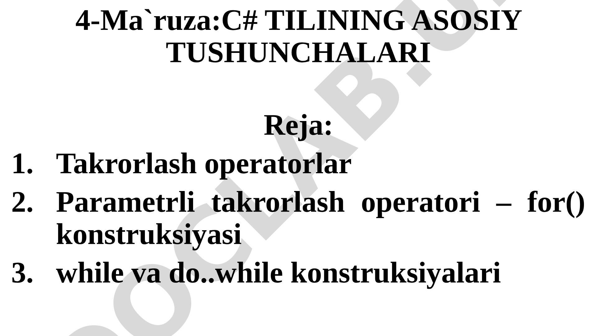 C# tilining asosiy tushunchalari
