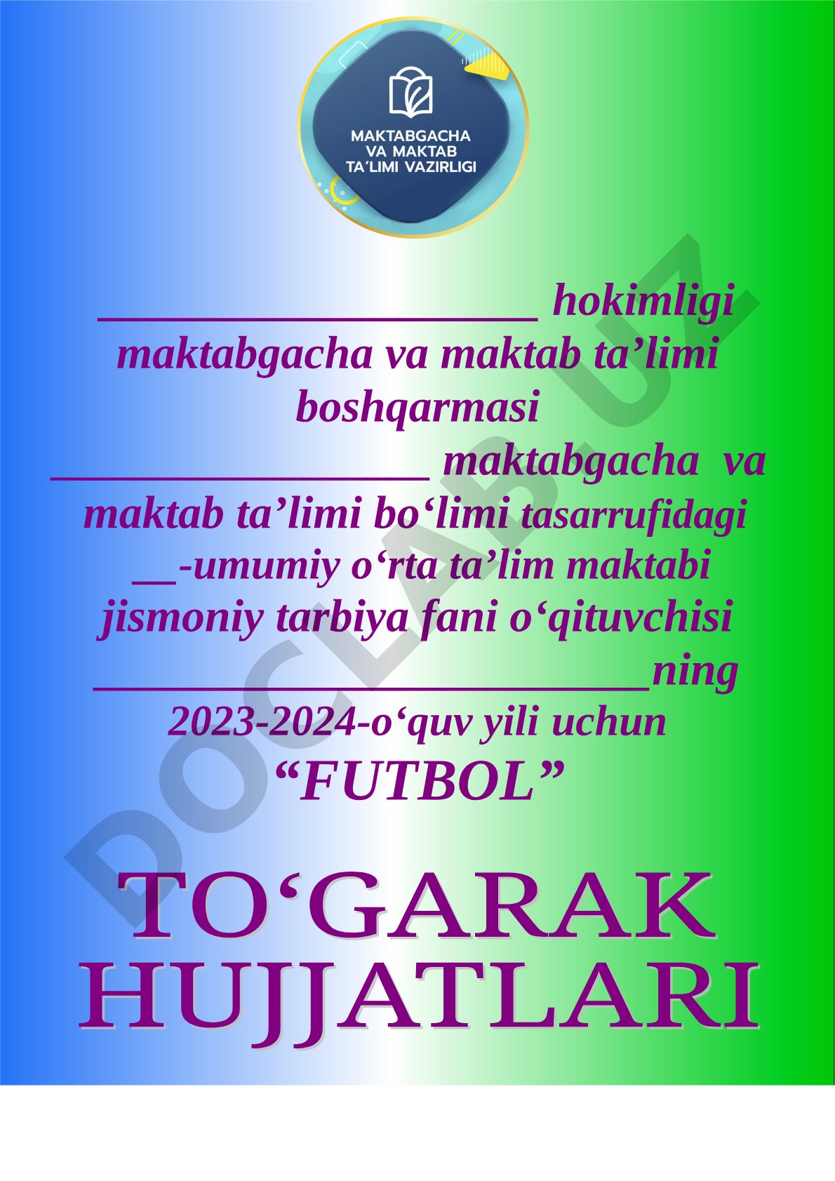Futbol to‘garagi ish rejasi, a’zolar ro‘yxati va mashg‘ulotlar jadvali