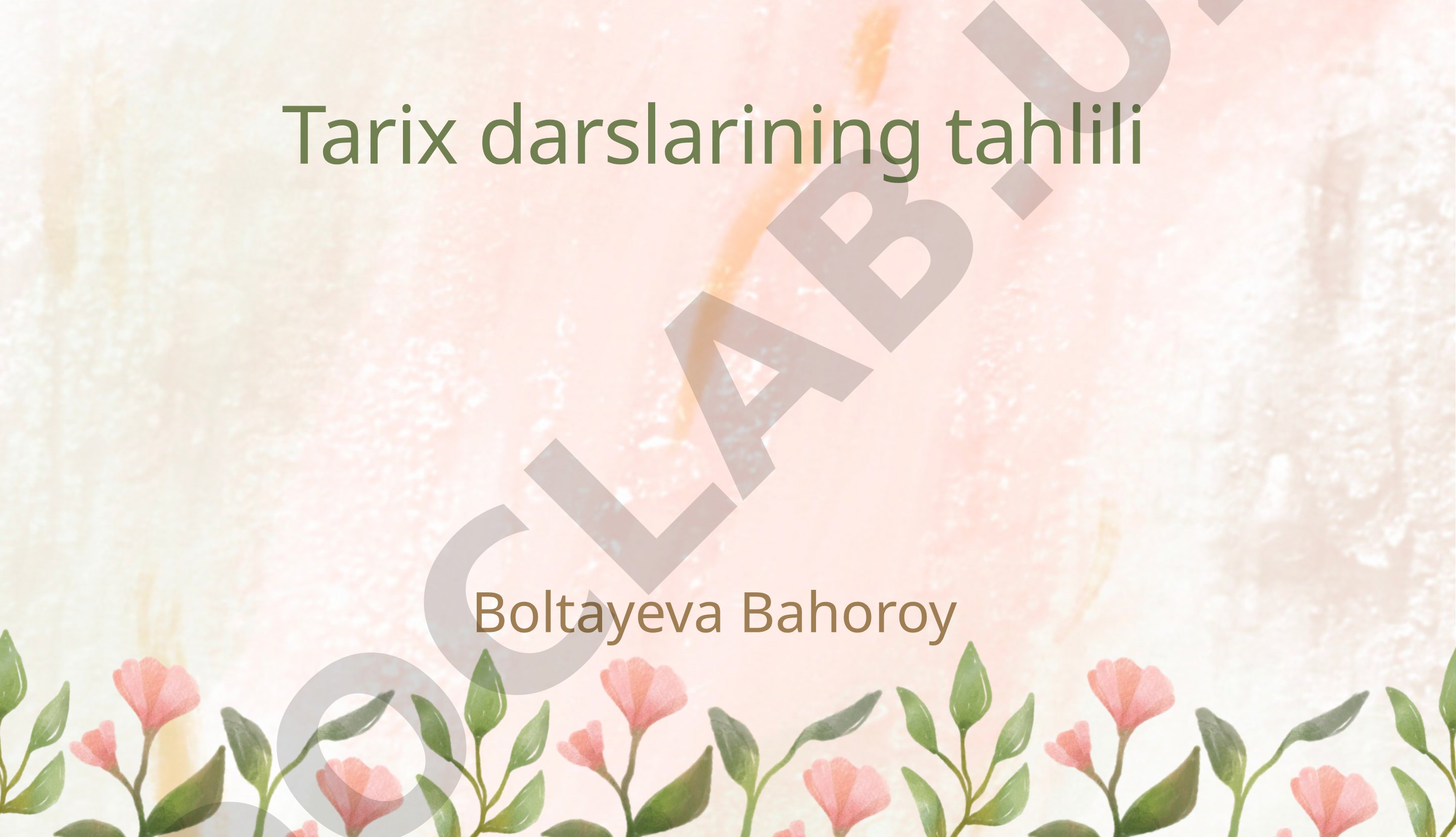Tarix darslarining tahlili