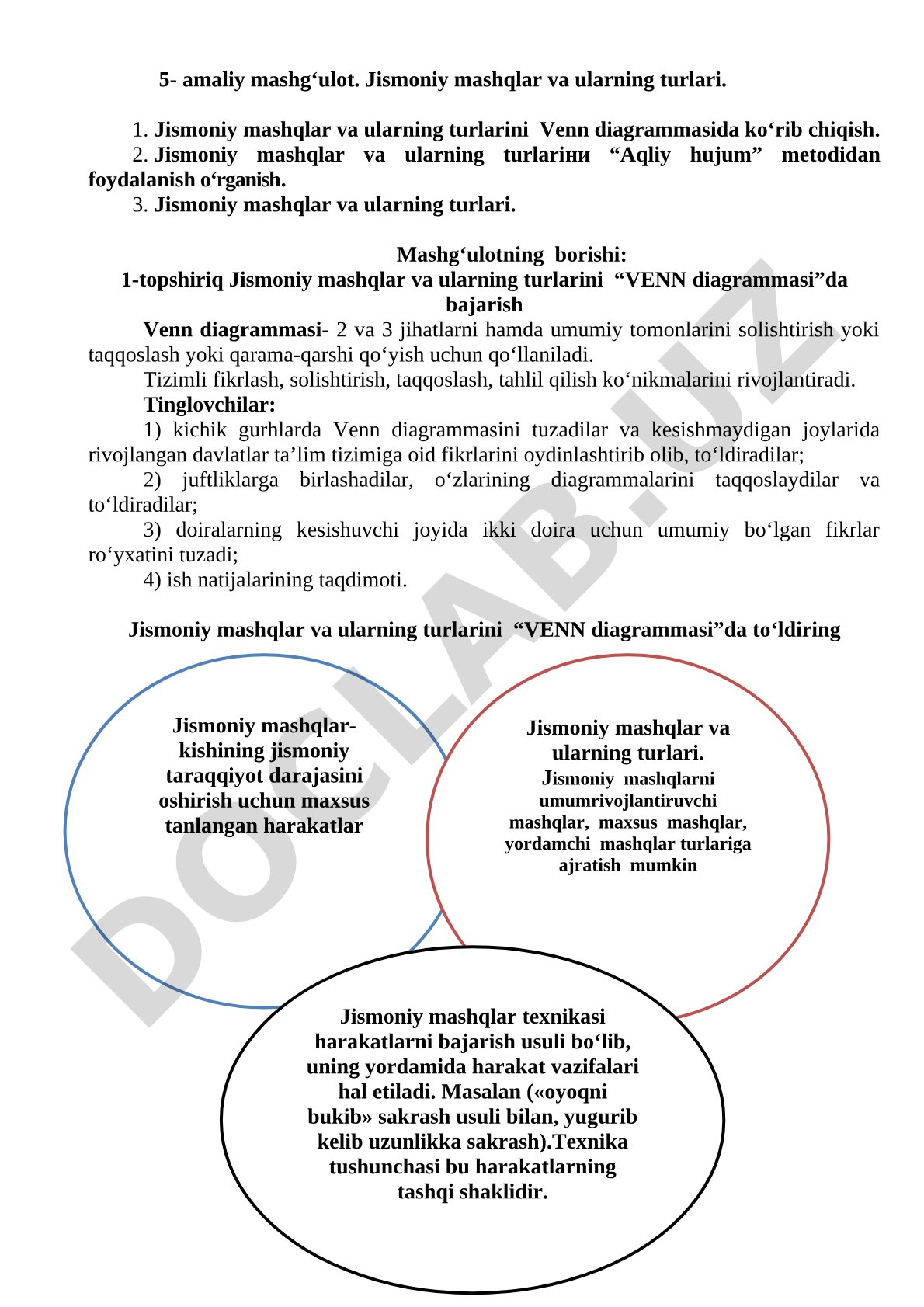 Jismoniy mashqlar va ularning turlari