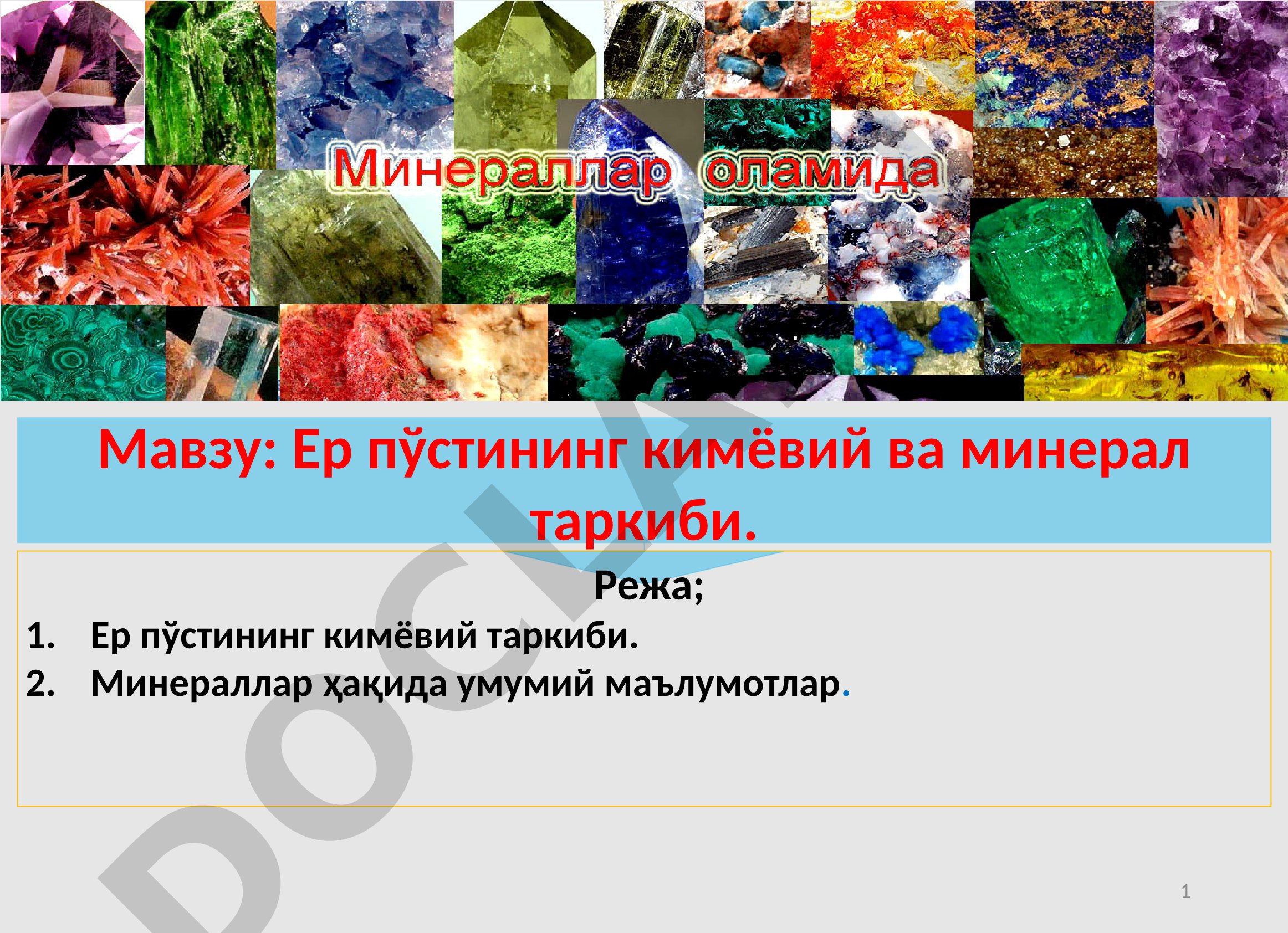 Ер пўстининг кимёвий ва минерал таркиби