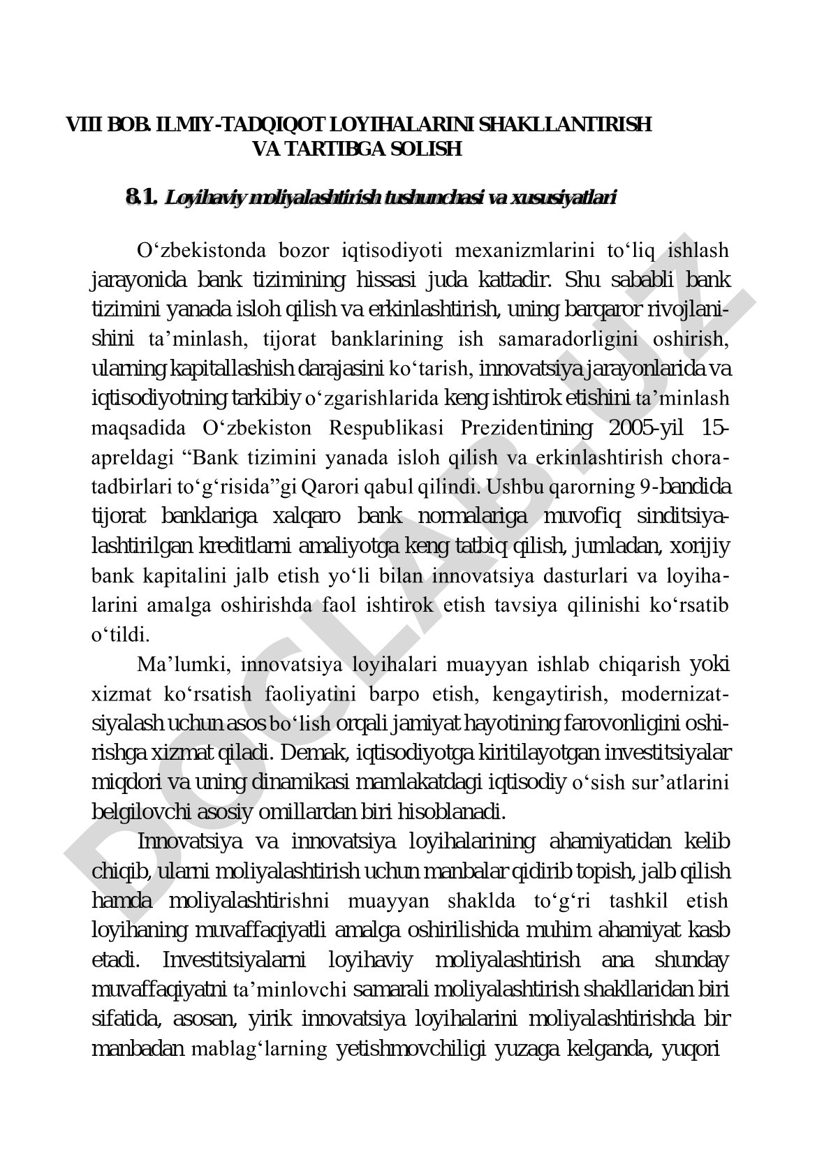 Ilmiy-tadqiqot loyihalarini shakllantirish va tartibga solish