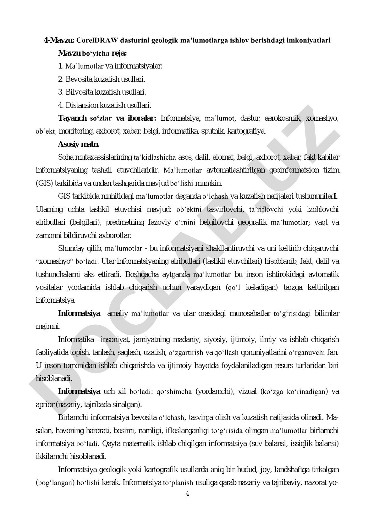 CorelDRAW dasturini geologik ma’lumotlarga ishlov berishdagi imkoniyatlari