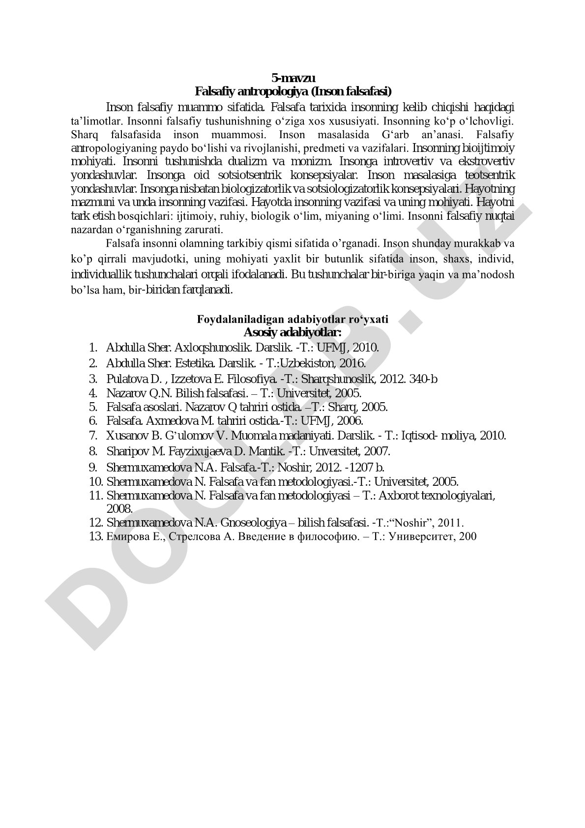 Falsafiy antropologiya (Inson falsafasi)