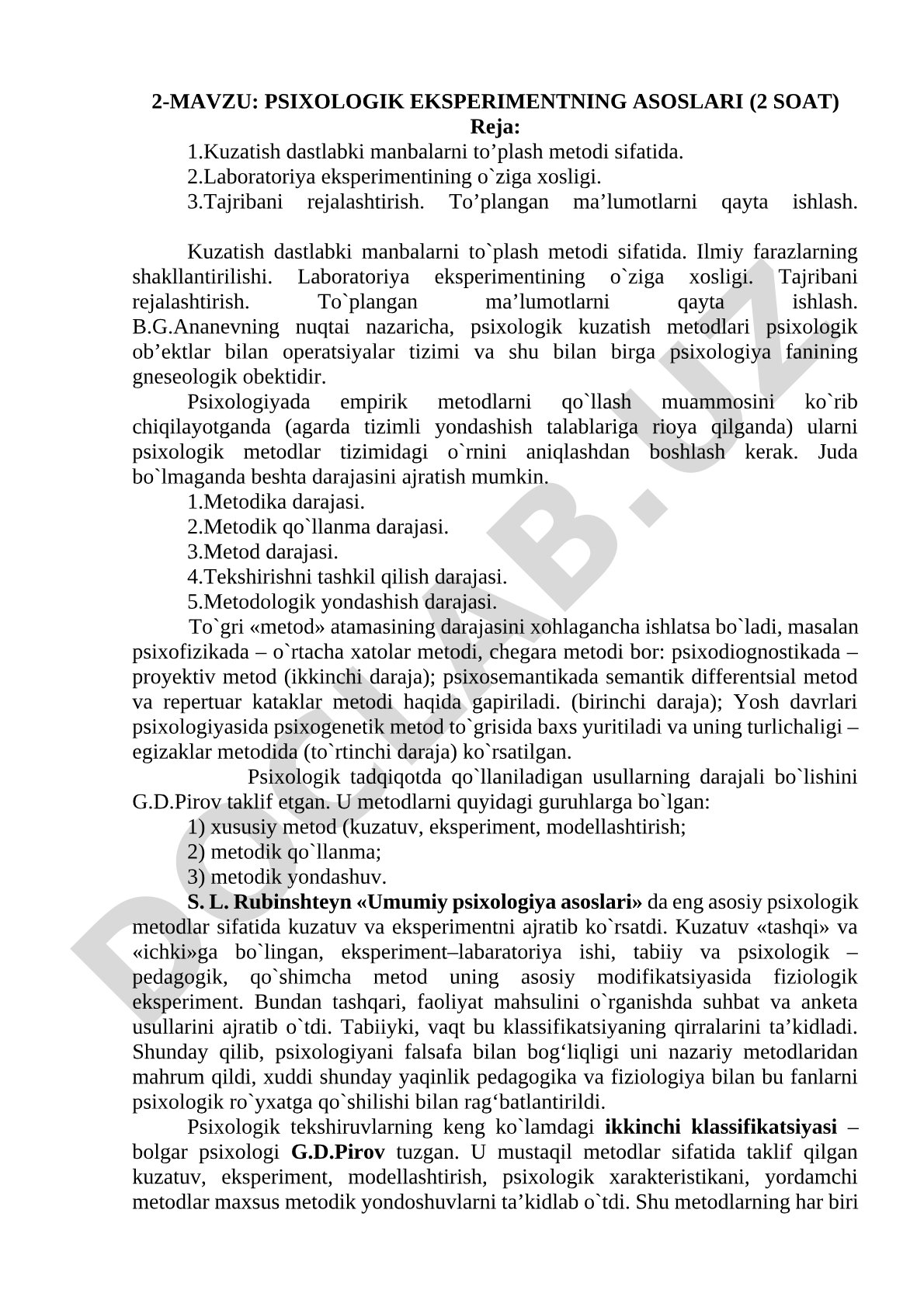 Psixologik eksperimentning asoslari