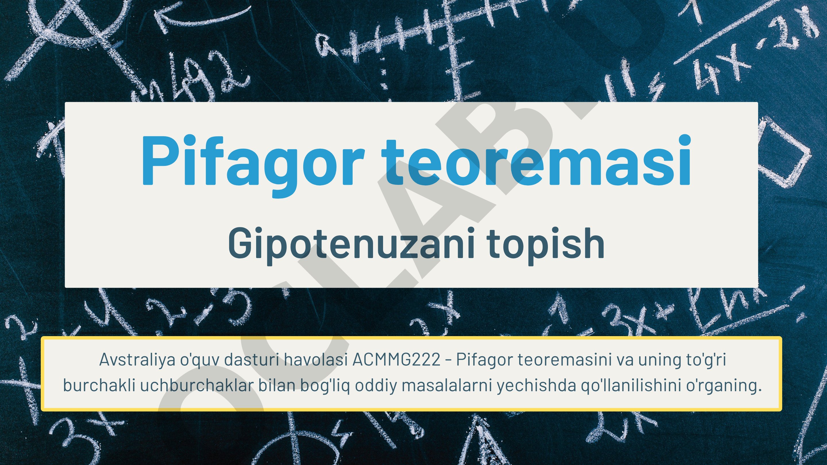 Pifagor teoremasi va gipotenuzani topish