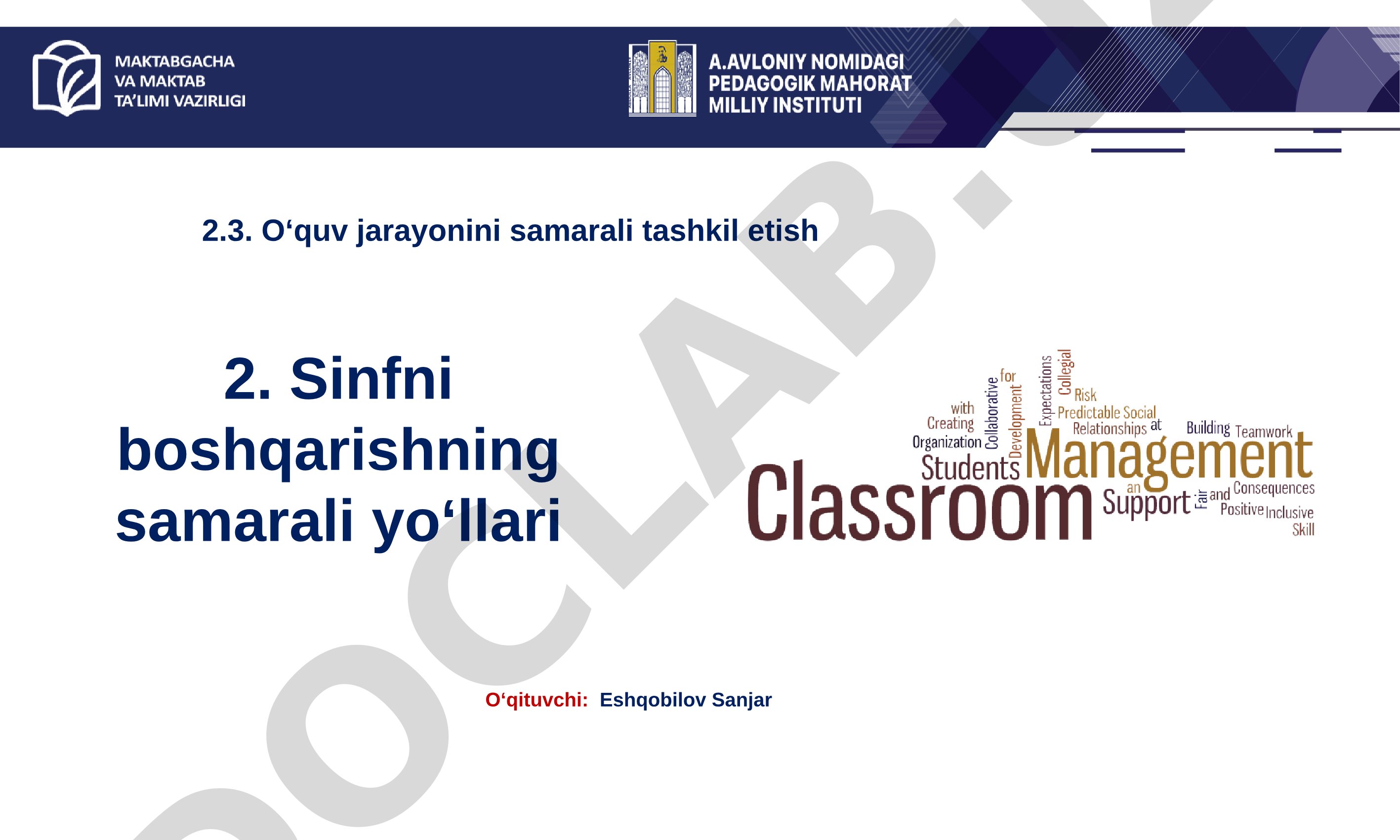 Sinfni boshqarishning samarali yoʻllari
