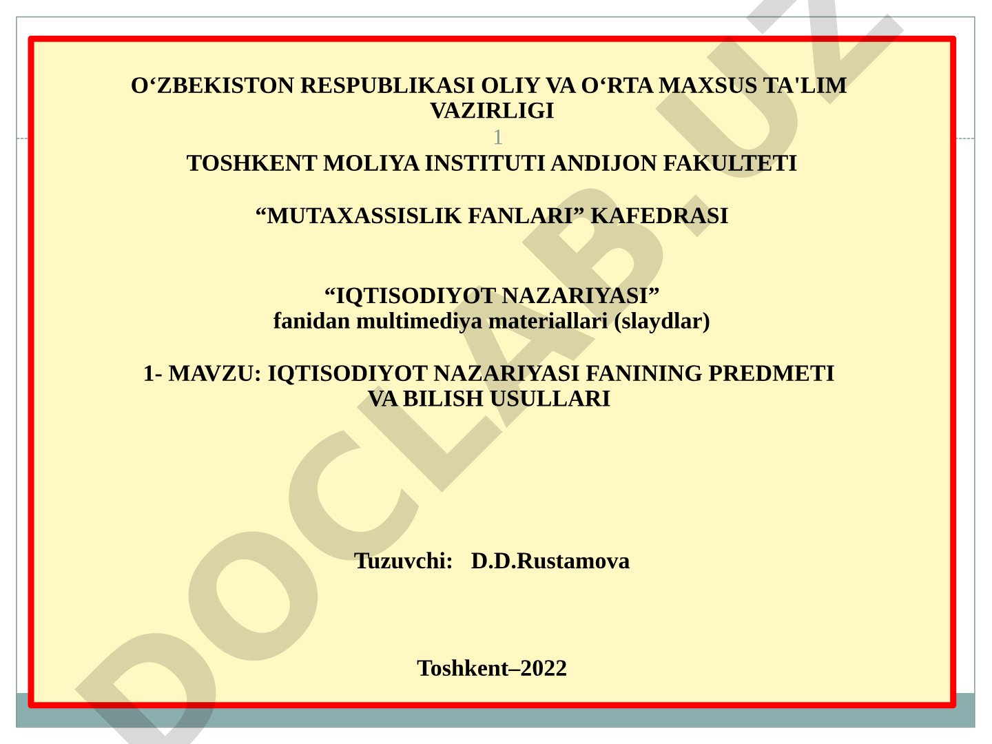Iqtisodiyot nazariyasi fanining predmeti va bilish usullari