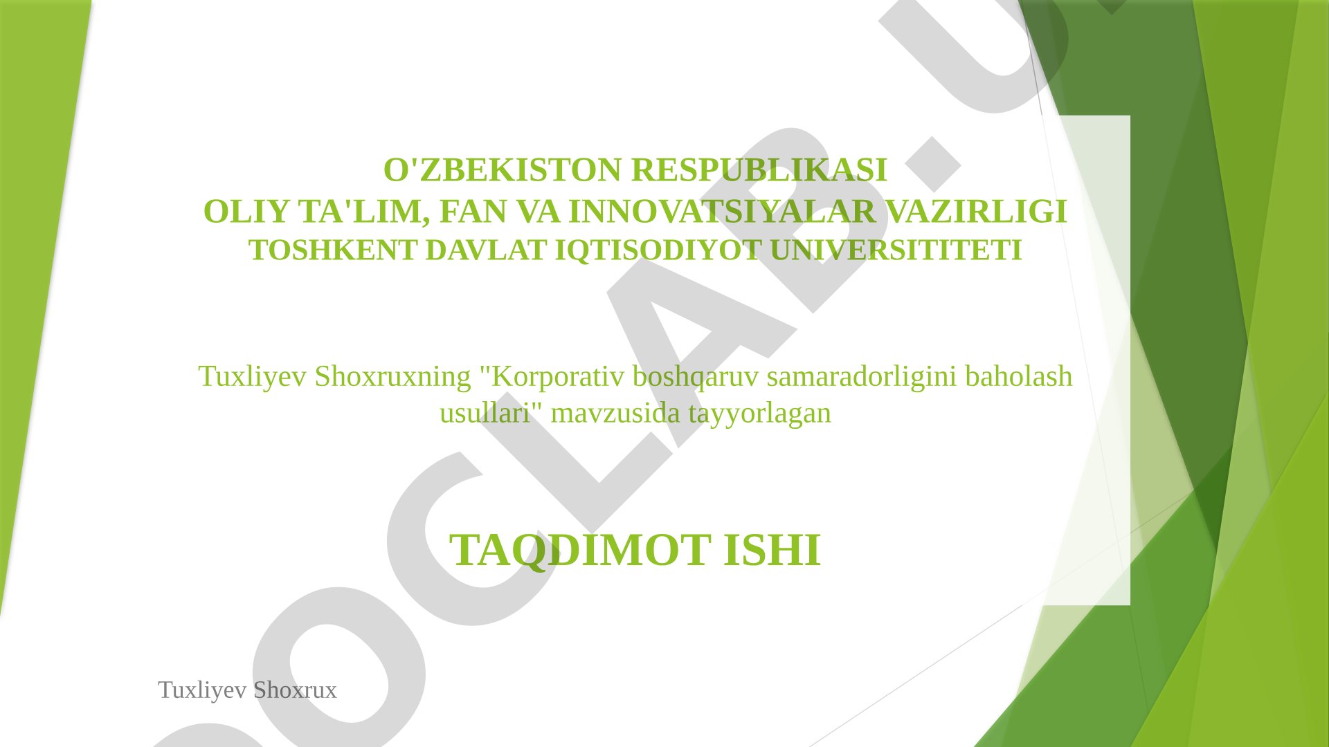 Korporativ boshqaruv samaradorligini baholash usullari
