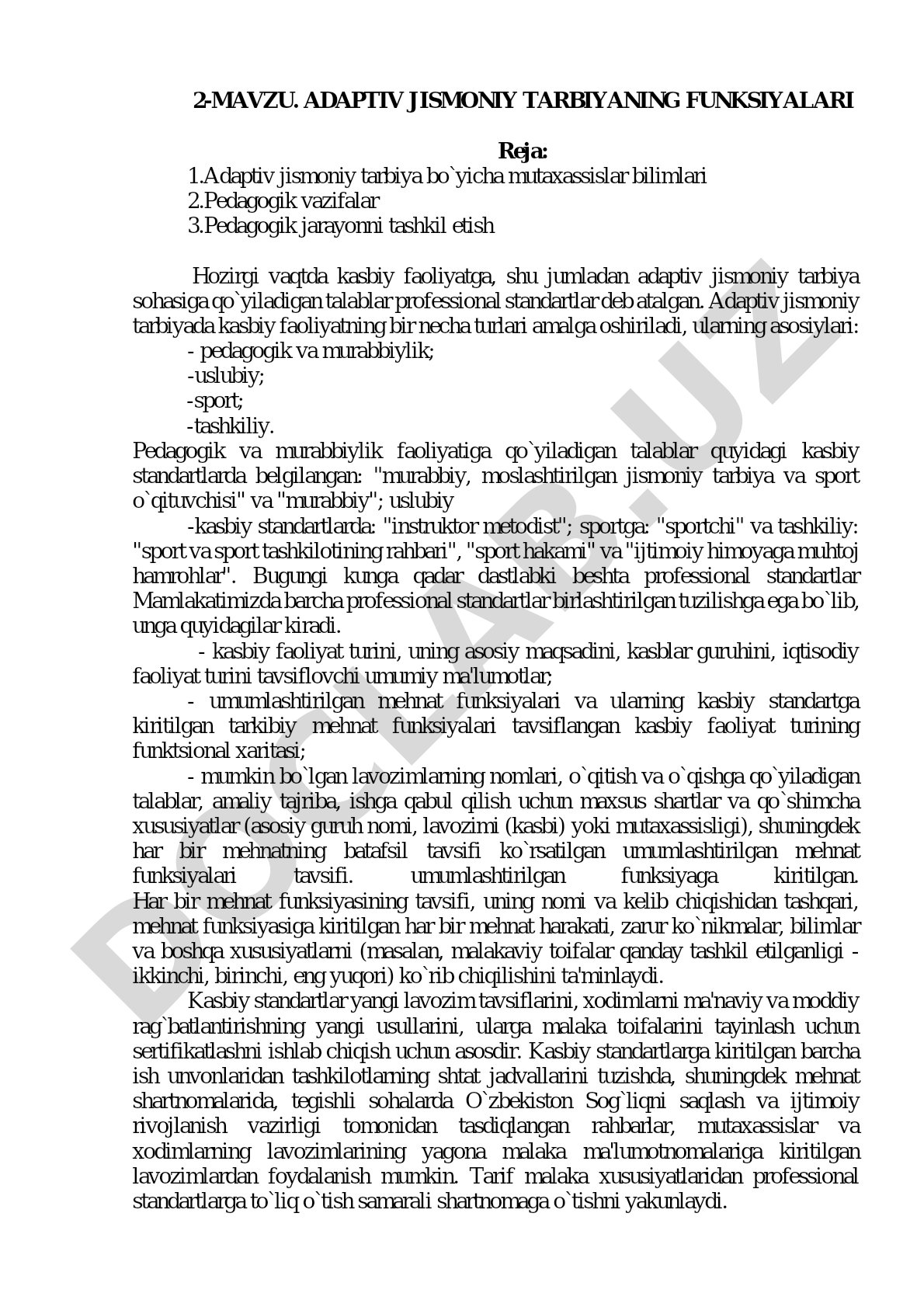 Adaptiv jismoniy tarbiyaning funksiyalari
