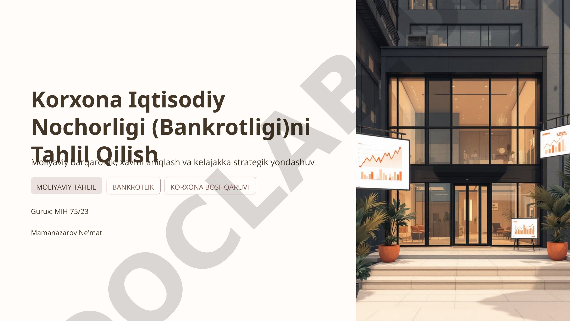 Korxona iqtisodiy nochorligi (bankrotligi)ni tahlil qilish