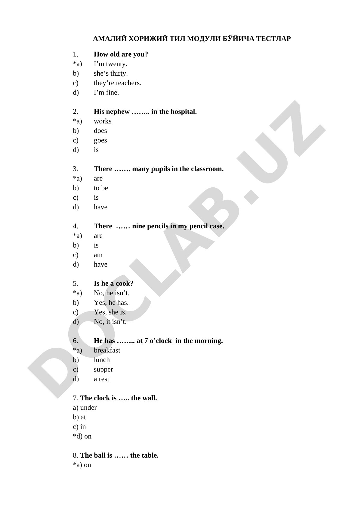 Practical Foreign Language Module Tests