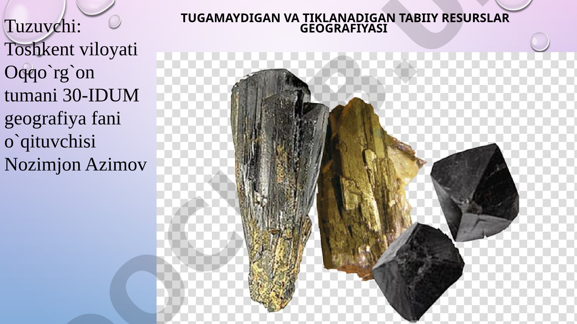 Tugamaydigan va tiklanadigan tabiiy resurslar geografiyasi