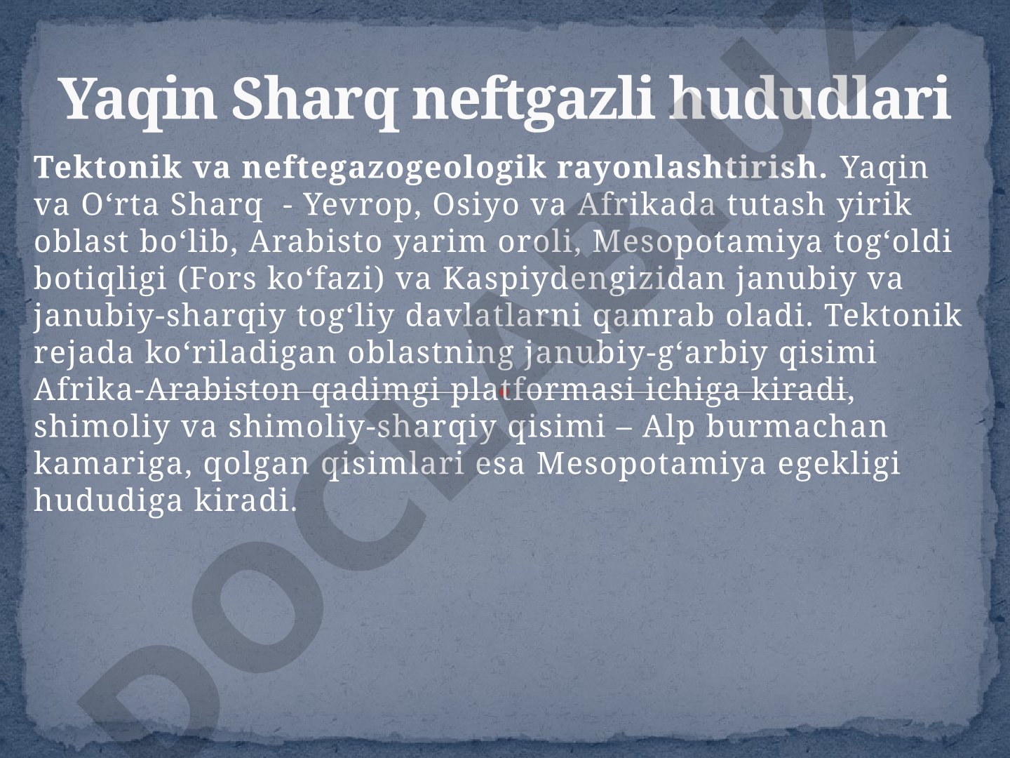 Tektonik va neftegazogeologik rayonlashtirish