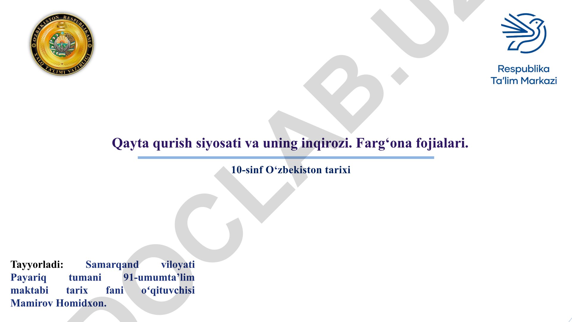 O‘zbekiston tarixi: Qayta qurish siyosati va uning inqirozi