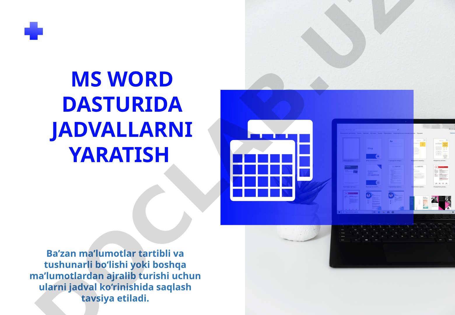 MS Word dasturida jadvallarni yaratish