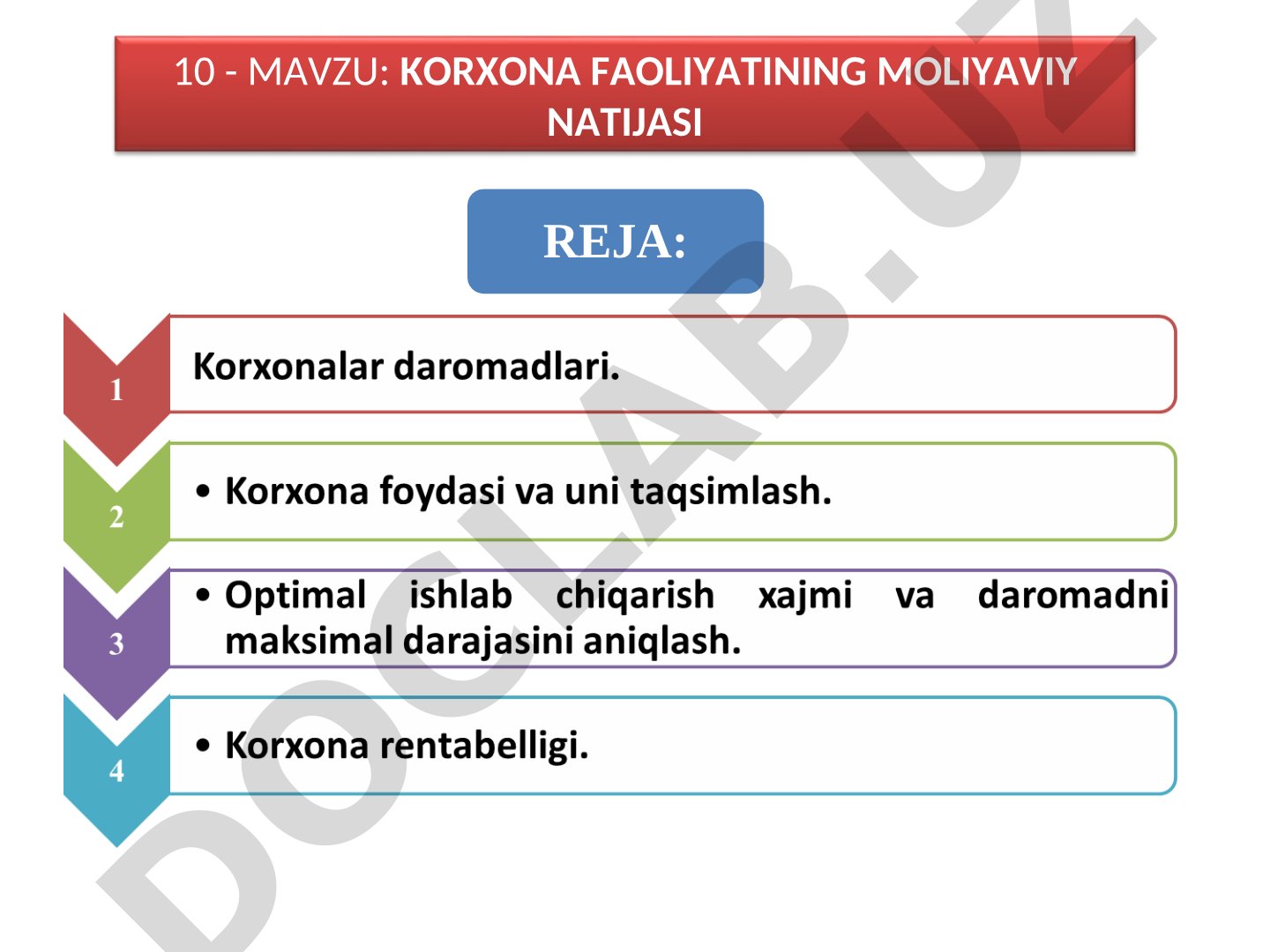 Korxona faoliyatining moliyaviy natijasi