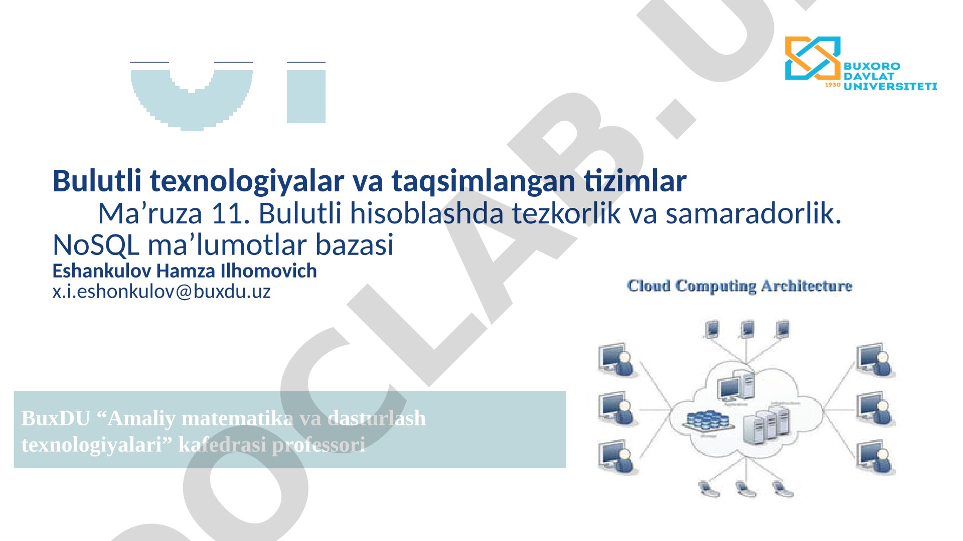 Bulutli hisoblashda tezkorlik va samaradorlik. NoSQL ma’lumotlar bazasi