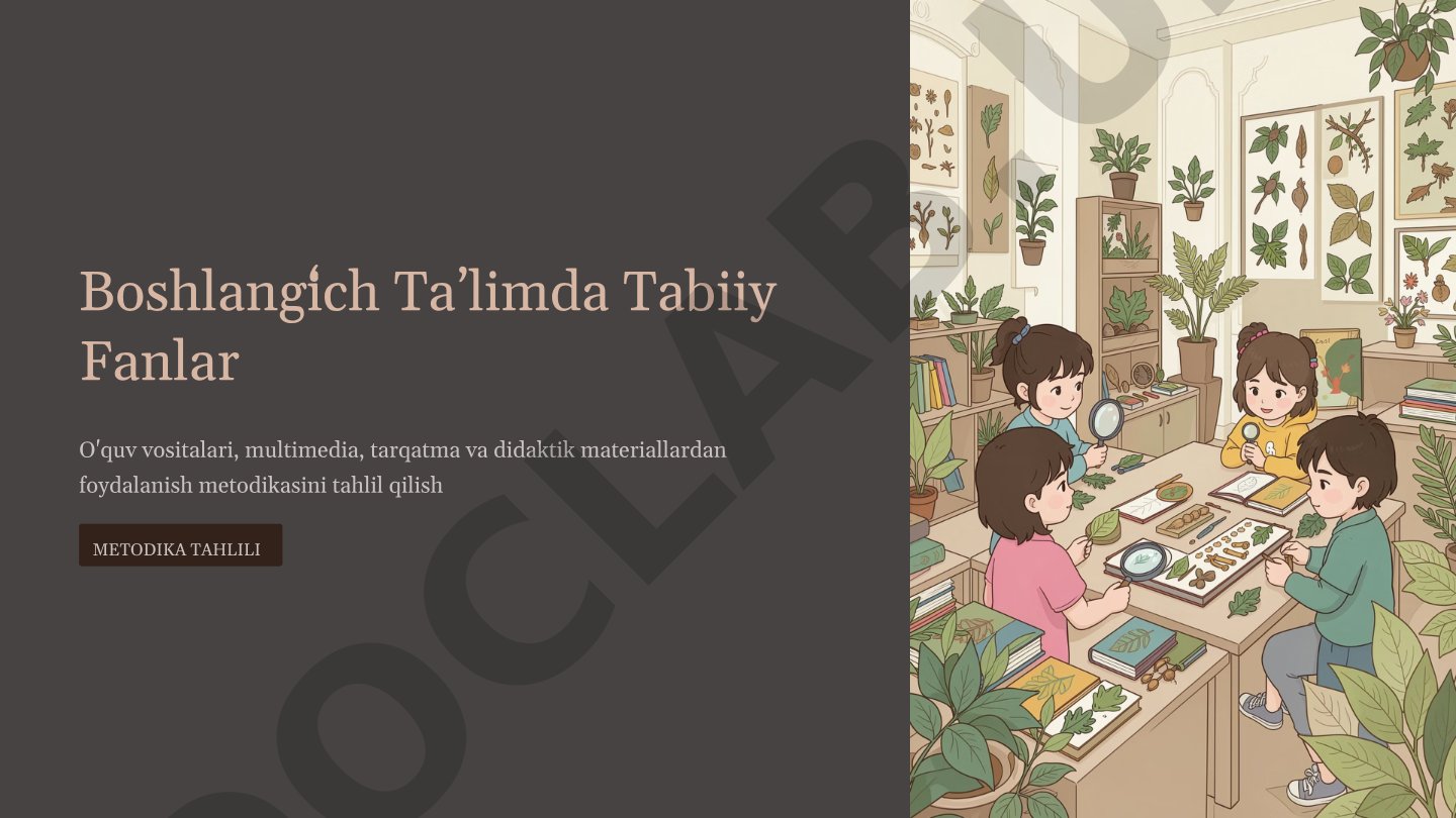 Boshlang'ich ta'limda tabiiy fanlar o'quv vositalari, multimedia, tarqatma va didaktik materiallardan foydalanish metodikasi