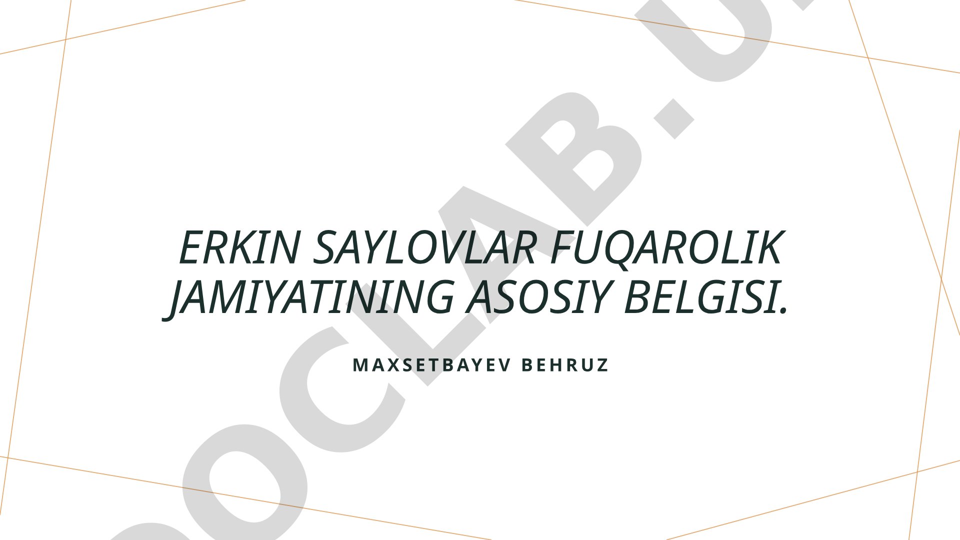Erkin saylovlar fuqarolik jamiyatining asosiy belgisi