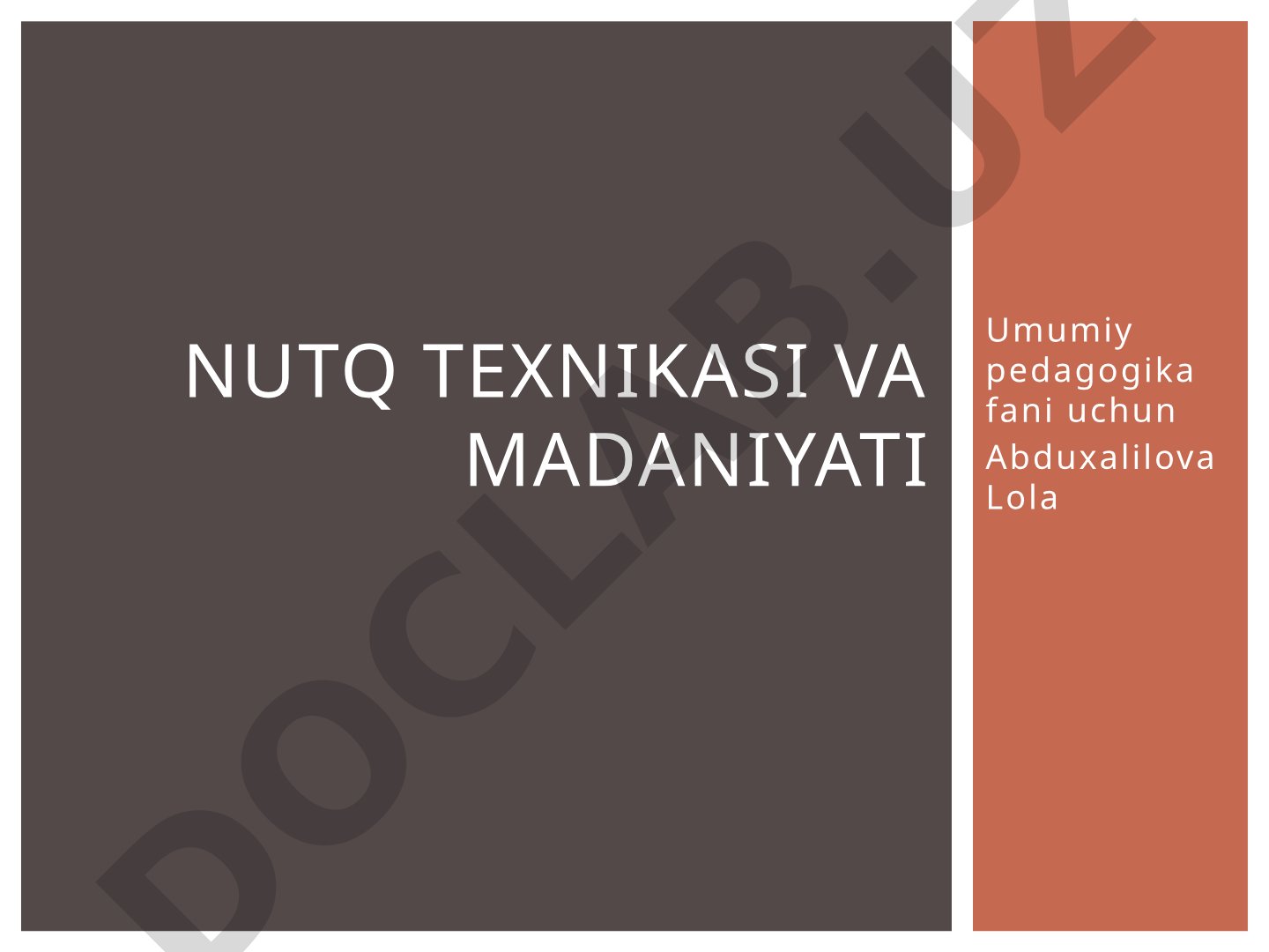 Nutq texnikasi va madaniyati