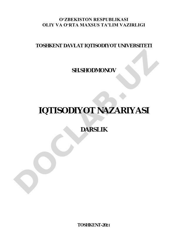 Iqtisodiyot nazariyasi fanining predmeti va o'rganish usullari