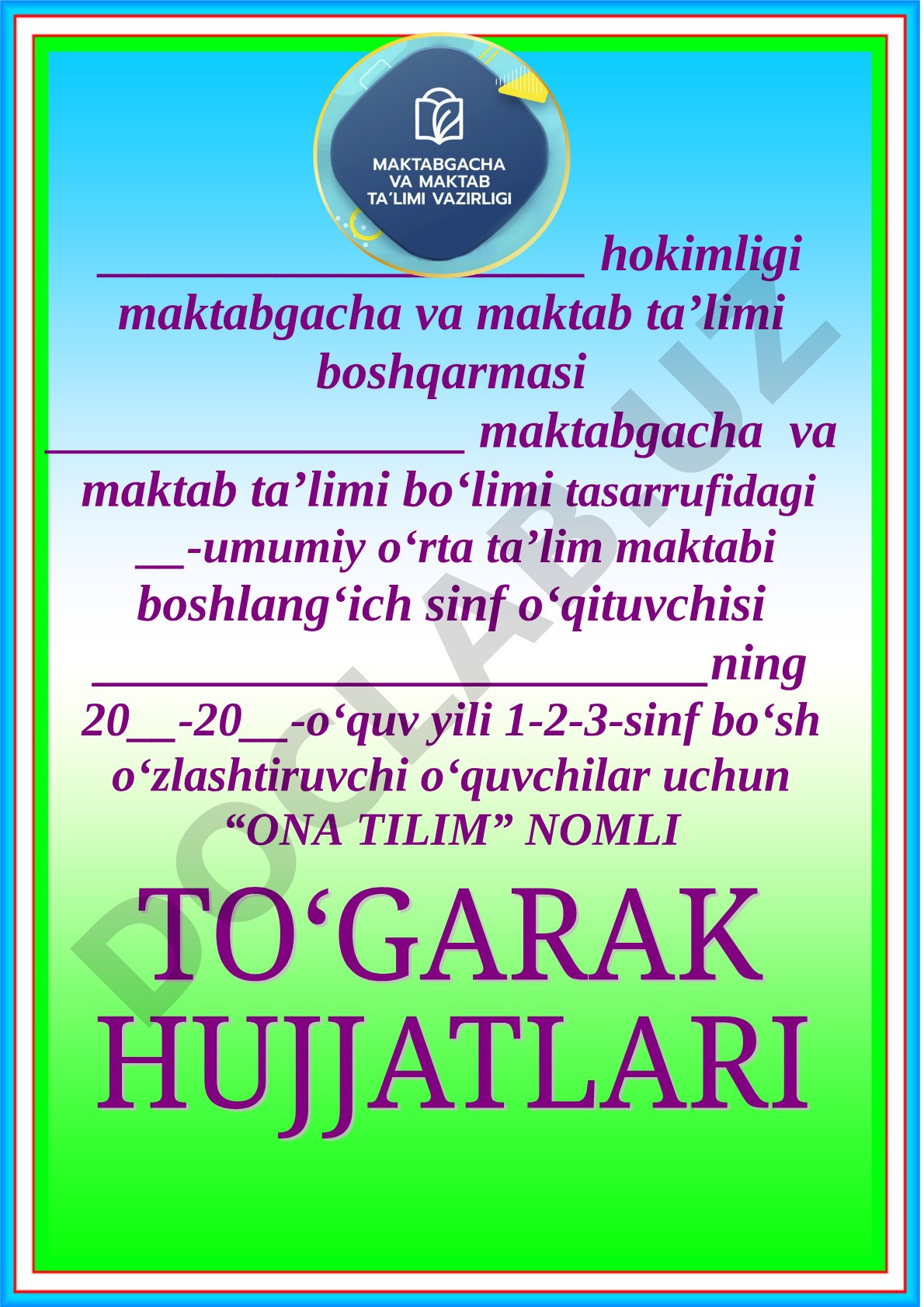 Ona tilim to‘garagi blankalari