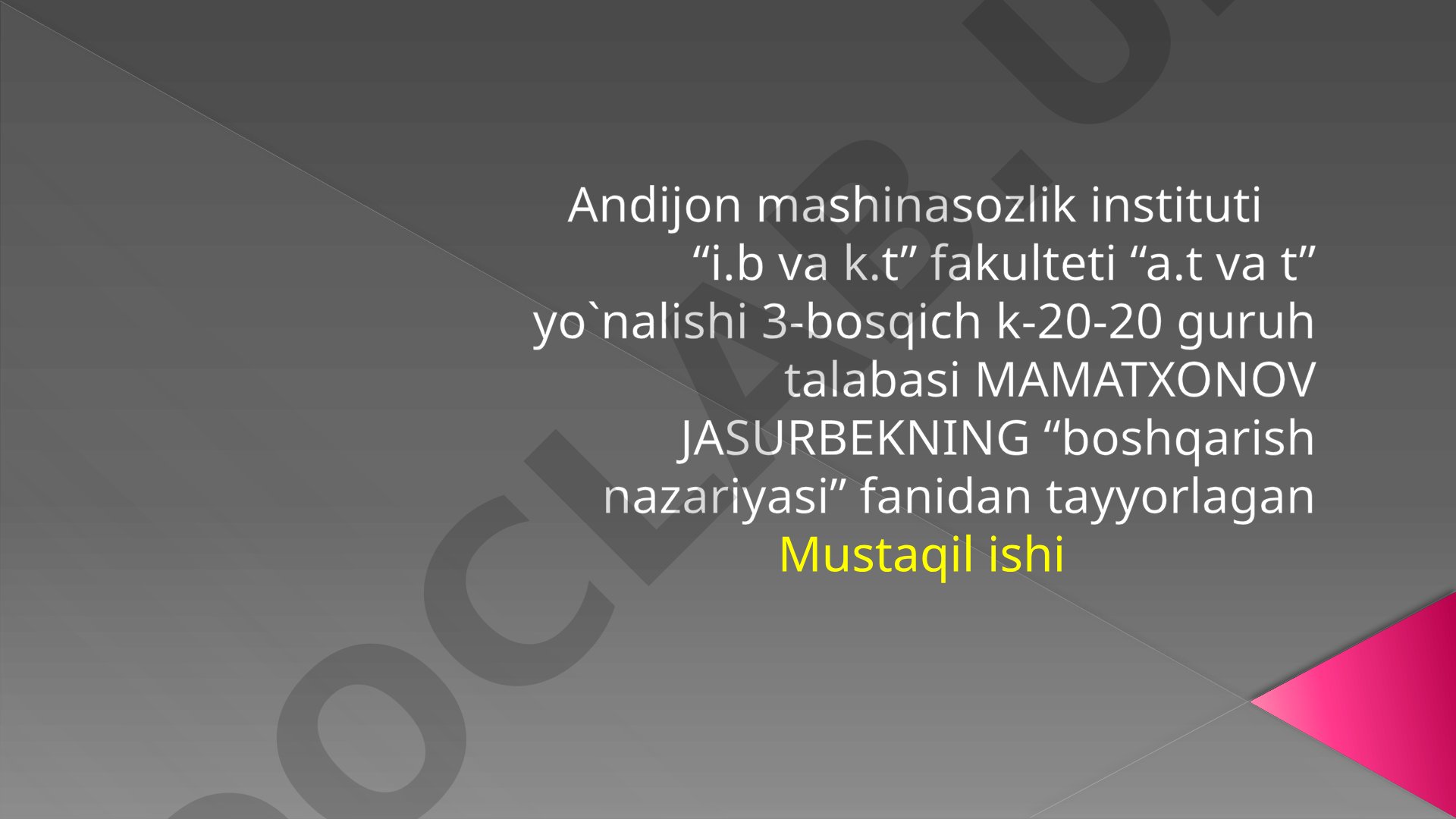 Boshqarish tushunchasi. Inson faoliyatida boshqaruvning o'rni