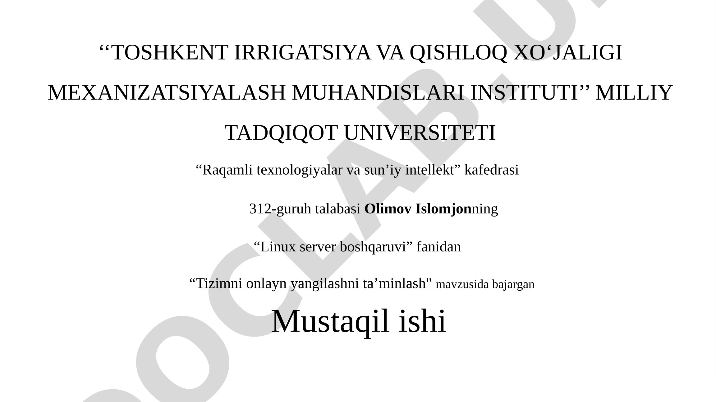 Tizimni onlayn yangilashni ta’minlash