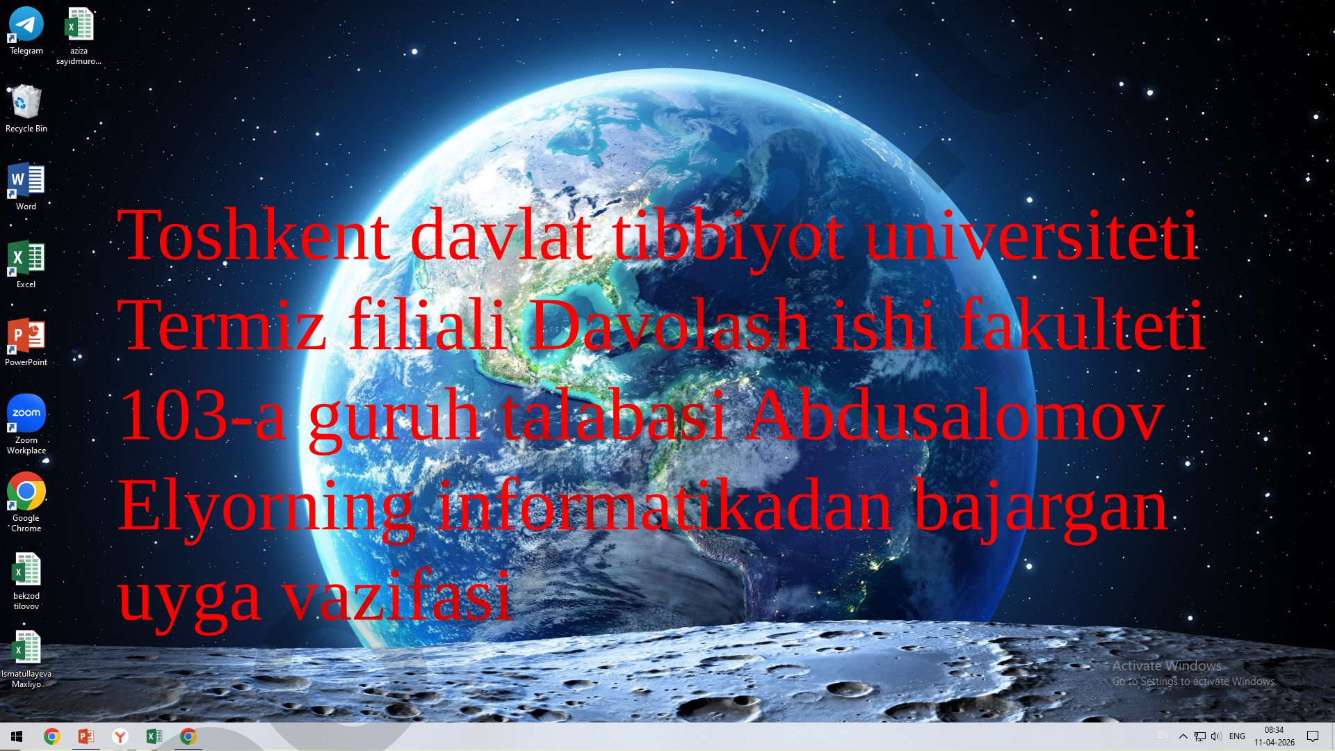 Rabotchi stol va kompyuter sozlamalari