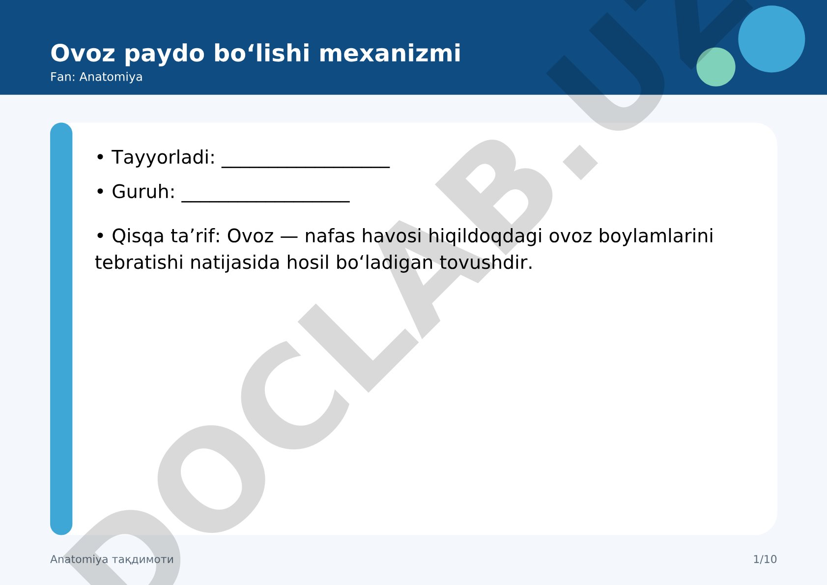 Ovoz paydo bo‘lishi mexanizmi