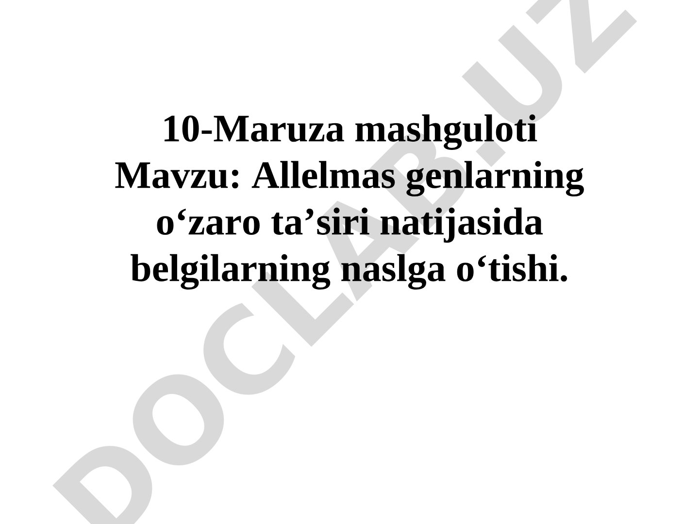 Allelmas genlarning o‘zaro ta’siri natijasida belgilarning naslga o‘tishi