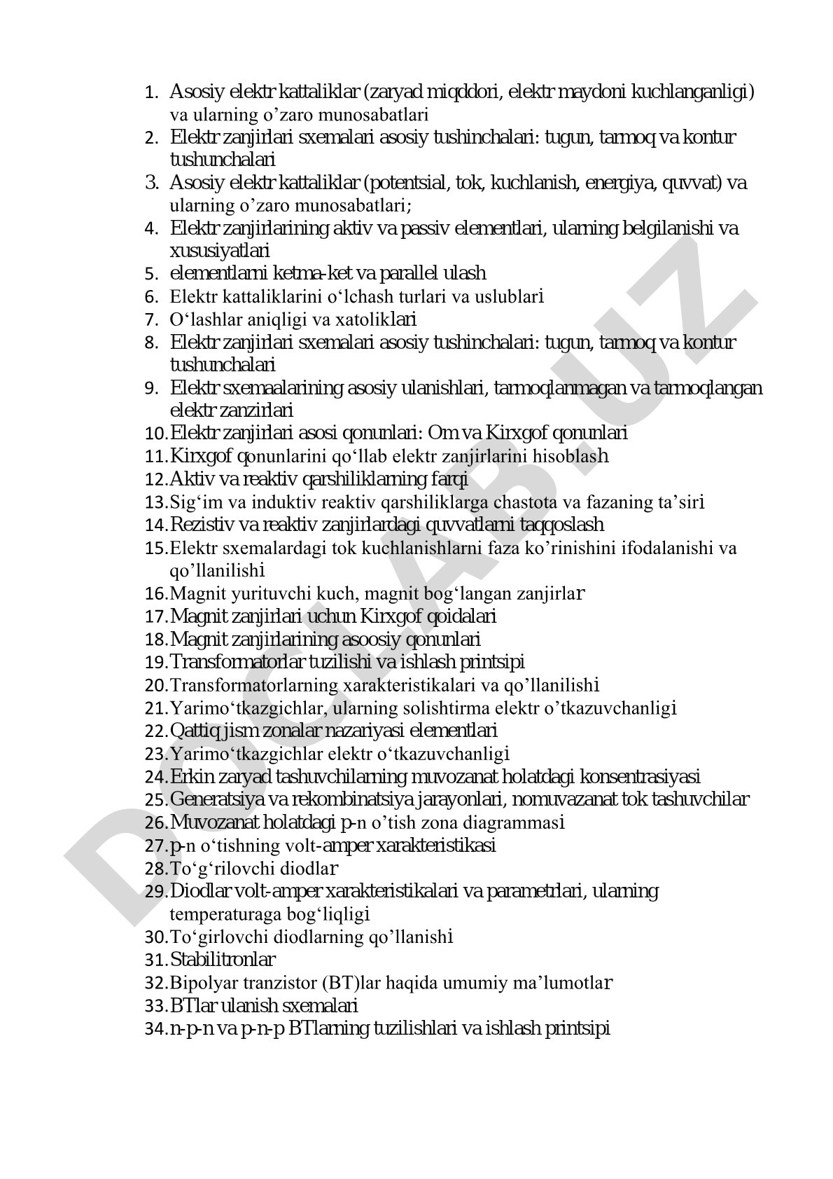 Elektr zanjirlari va kattaliklari asoslari