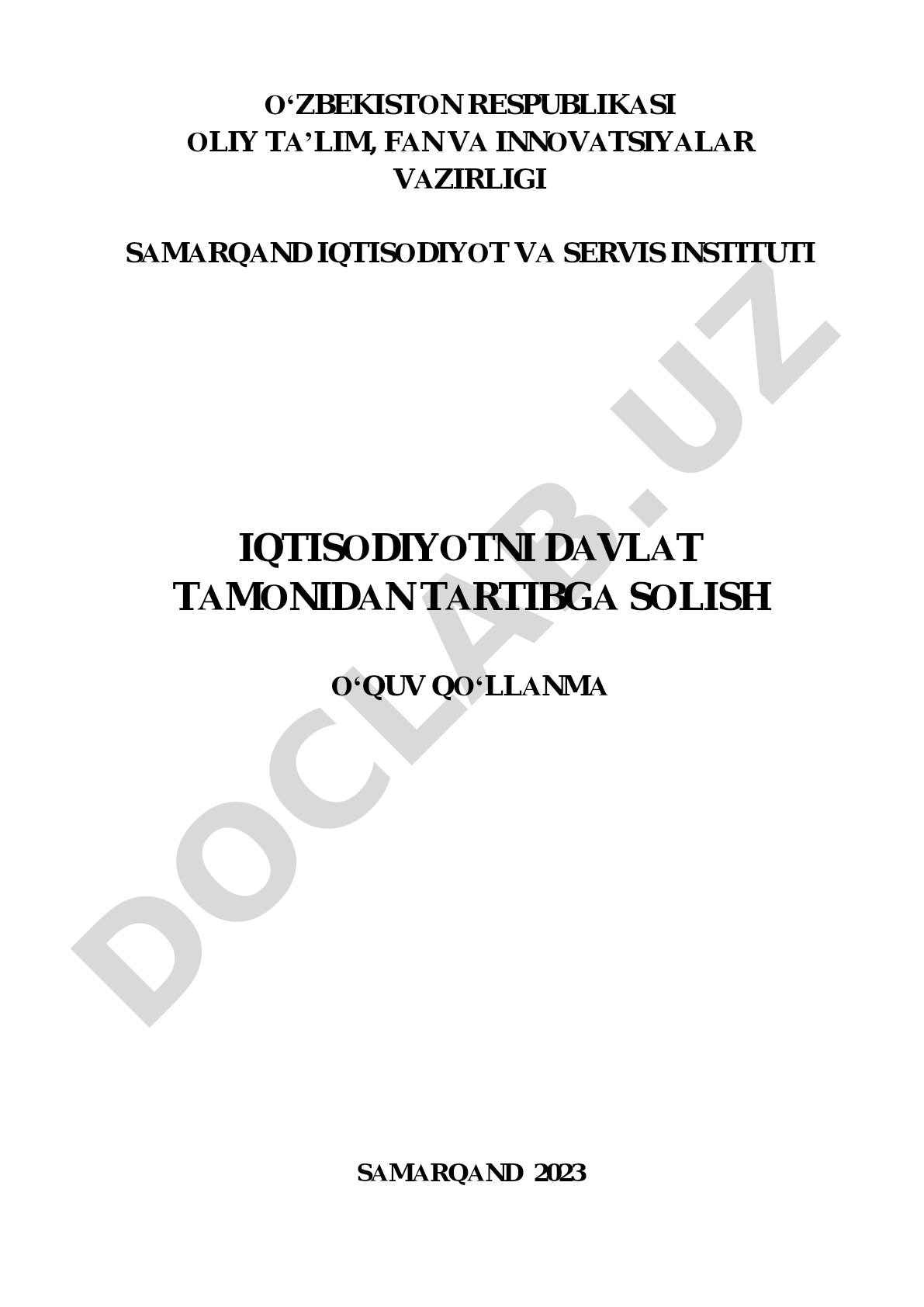 Iqtisodiyotni davlat tamonidan tartibga solish