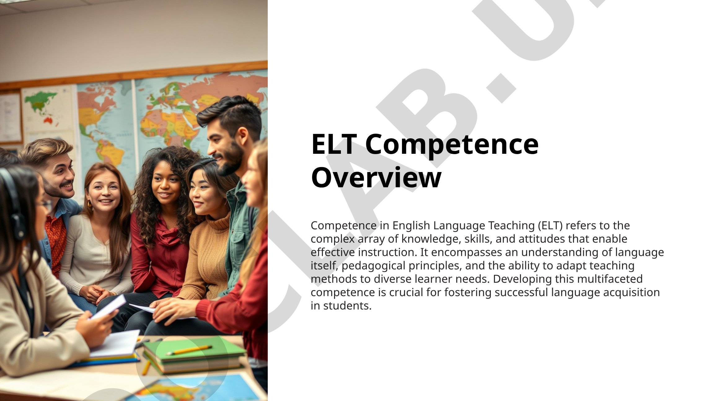 Overview of competences in English Language Teaching, including types and definitions