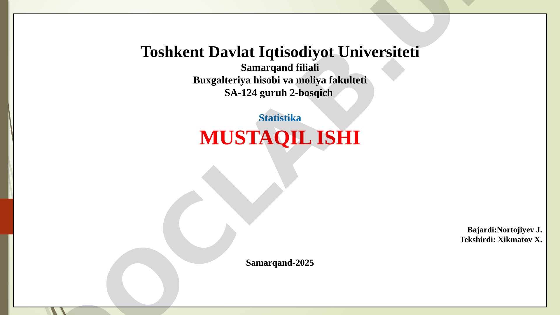 No-Parametrik Usullar