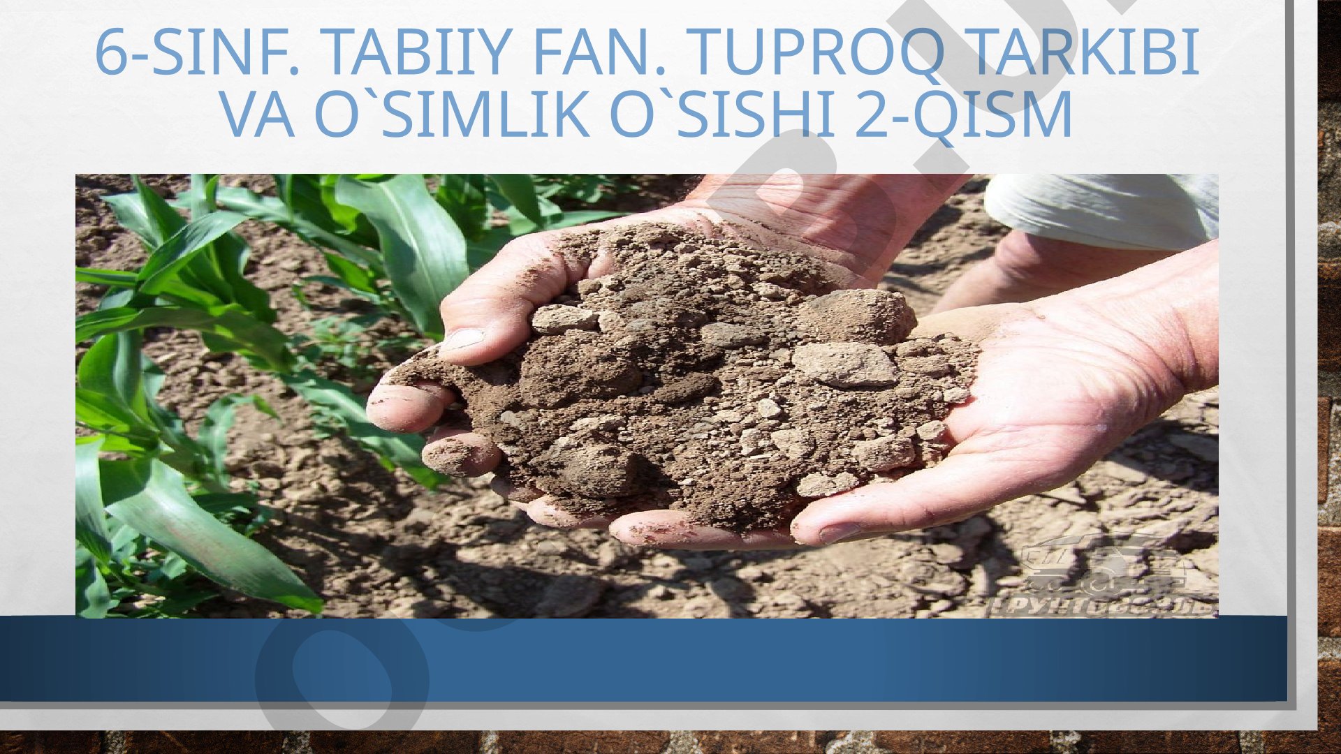 Tuproq tarkibi va o'simlik o'sishi 2-qism