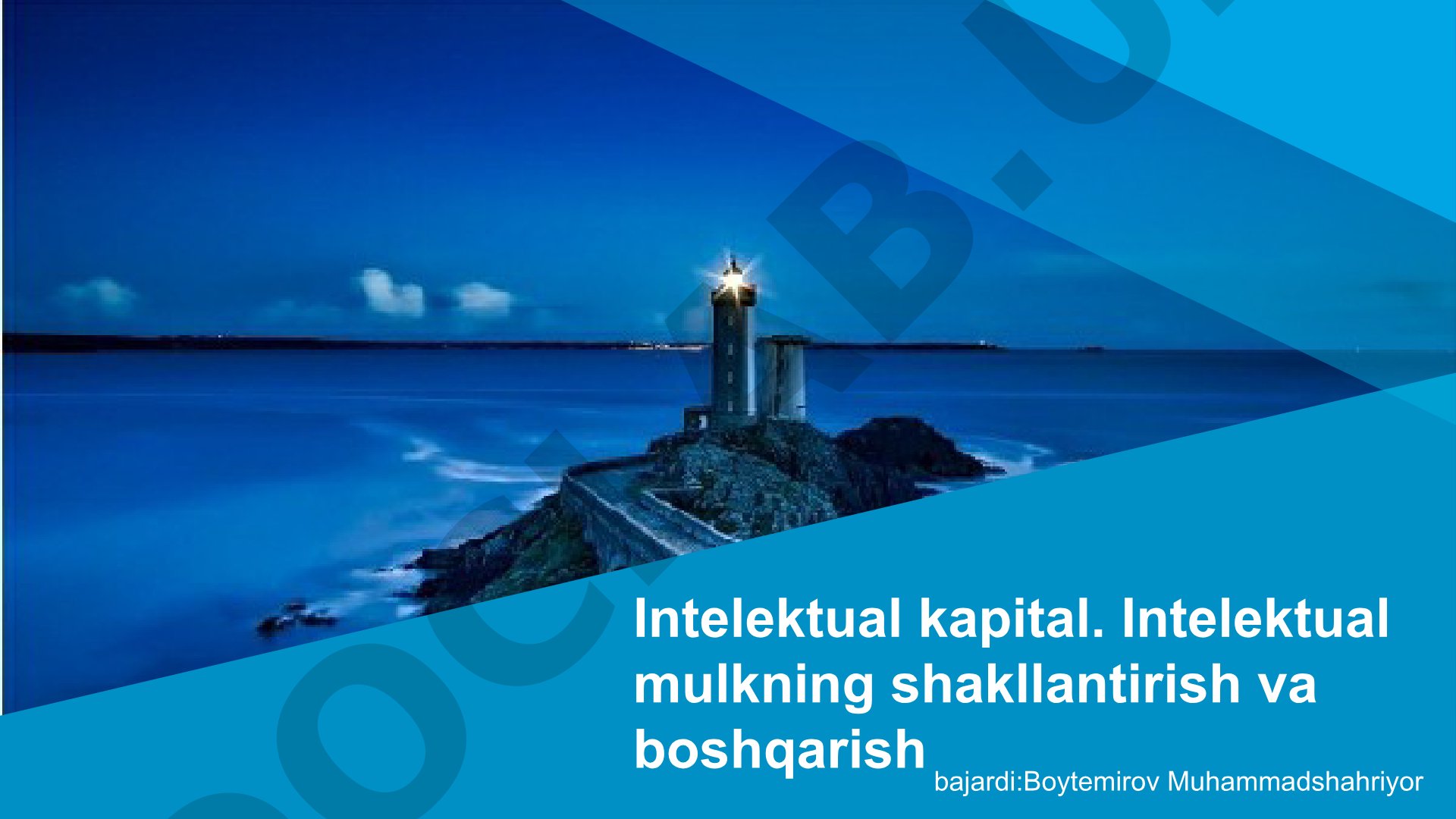 Intelektual kapital. Intelektual mulkning shakllantirish va boshqarish
