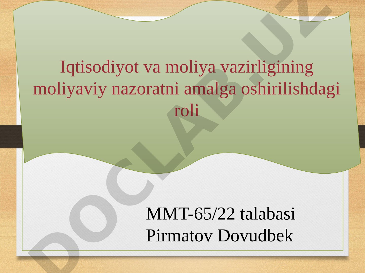 Iqtisodiyot va moliya vazirligining moliyaviy nazoratni amalga oshirilishdagi roli