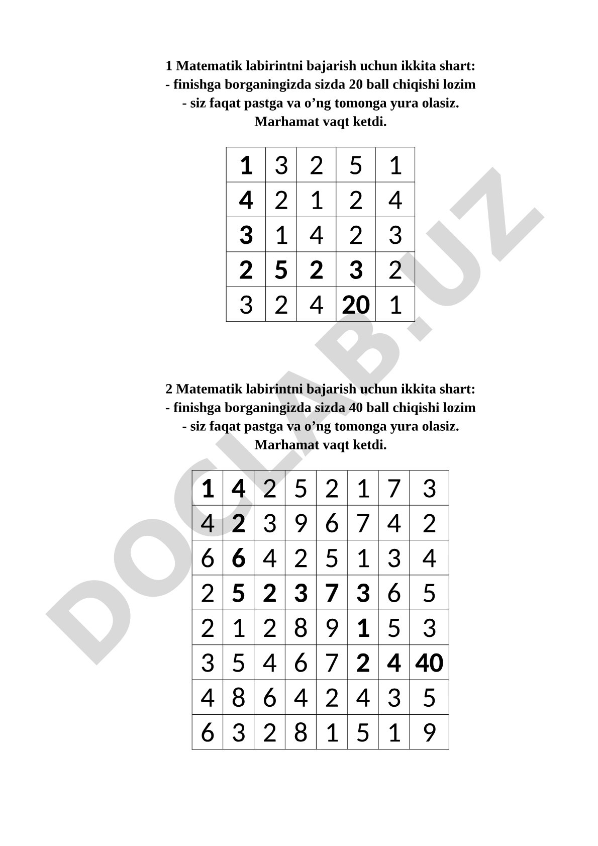 Matematik labirint masalalari