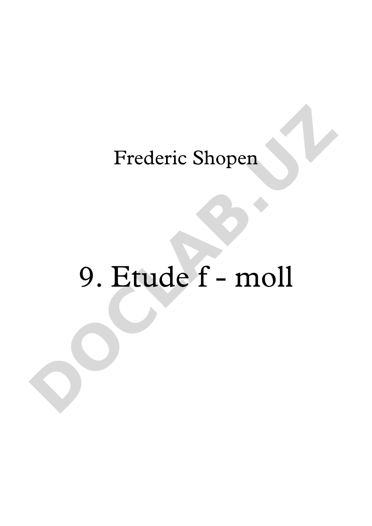 9. Etude f - moll Frederic Shopen