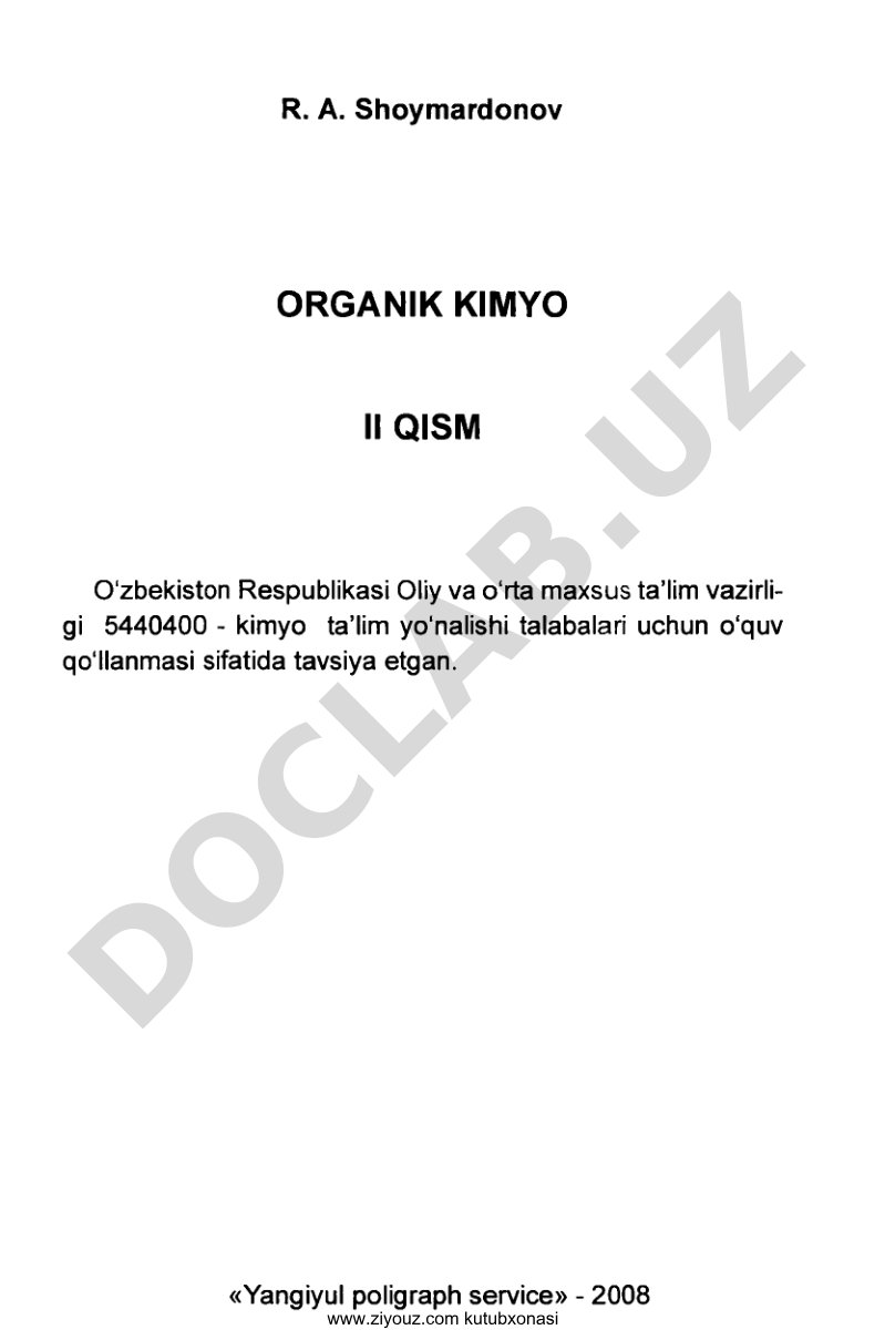 Organik kimyo II qism