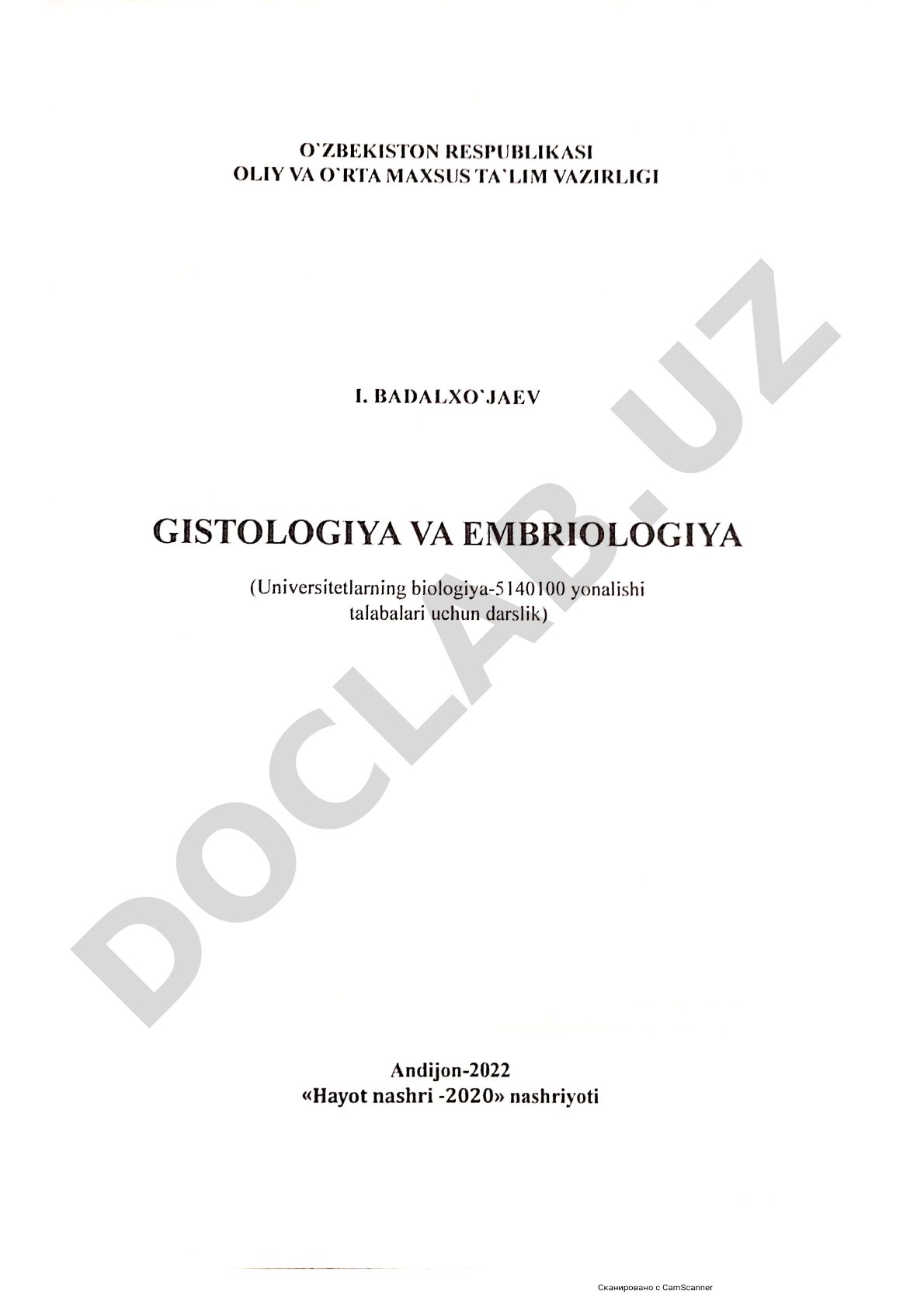 Gistologiya va embriologiya