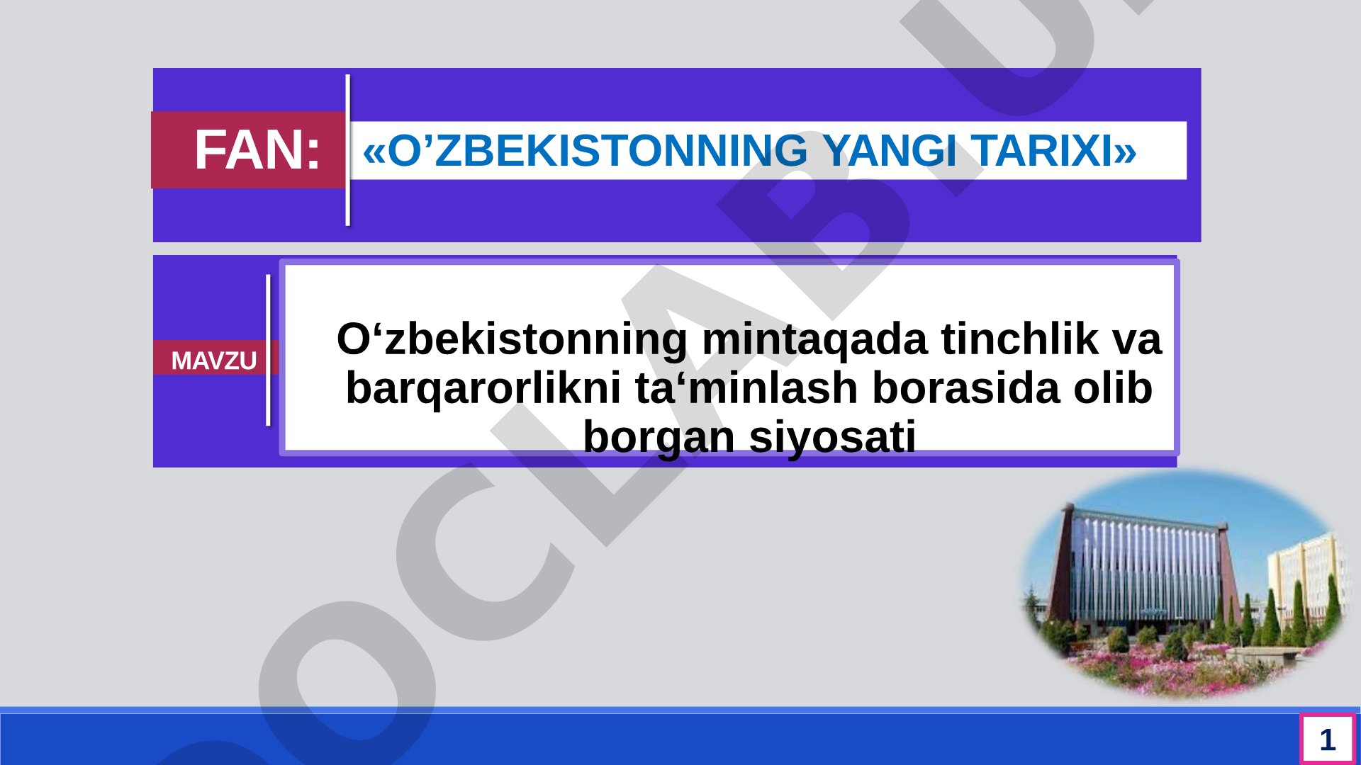 O’ZBEKISTONNING YANGI TARIXI