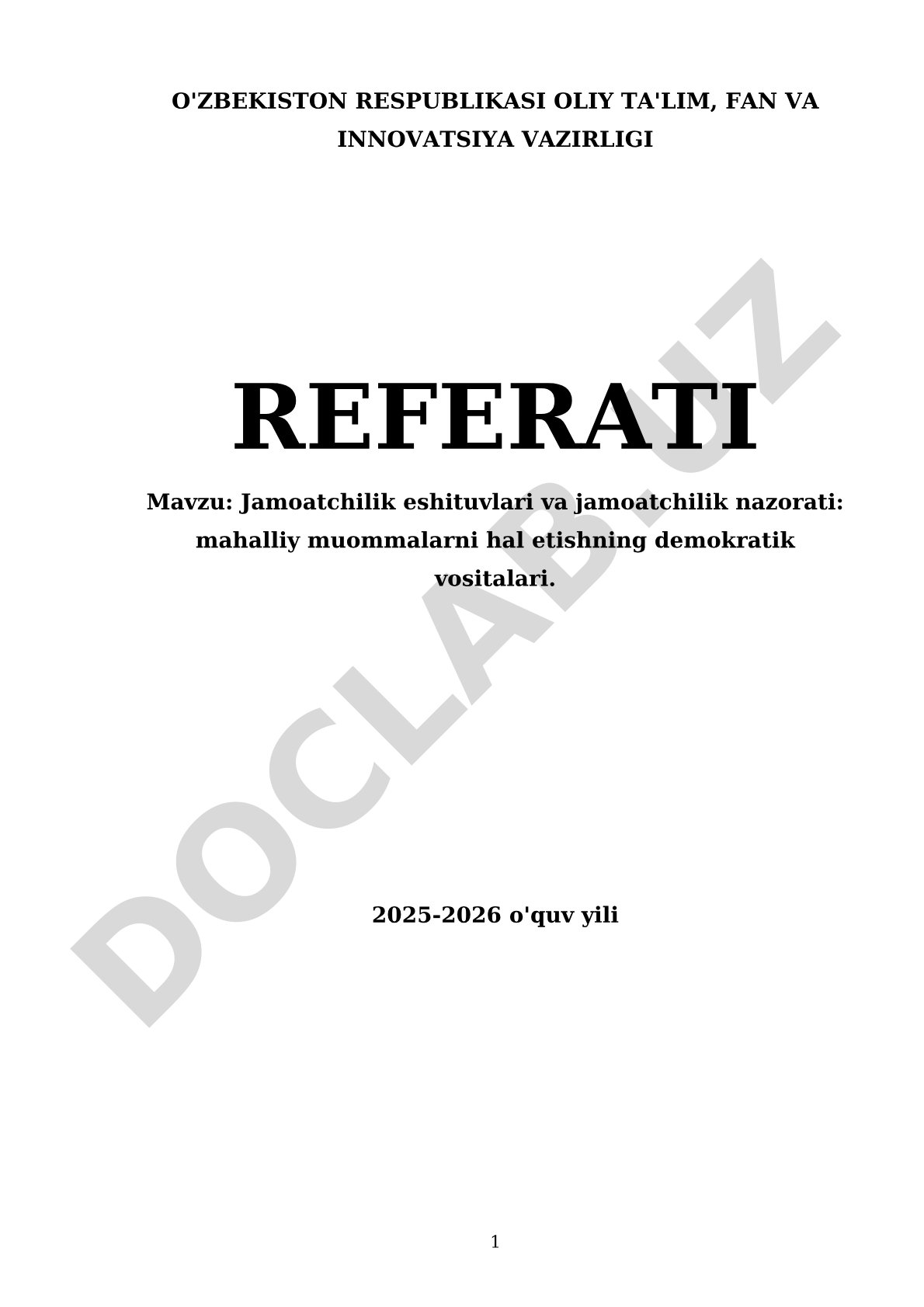 Jamoatchilik eshituvlari va jamoatchilik nazorati: mahalliy muommalarni hal etishning demokratik vositalari